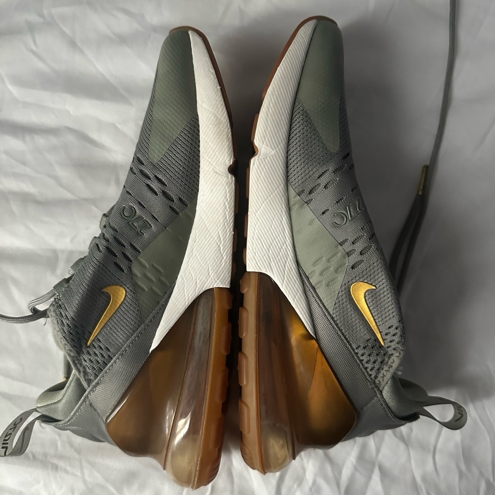 Nike Air Max 270 Gray with Gold Accents